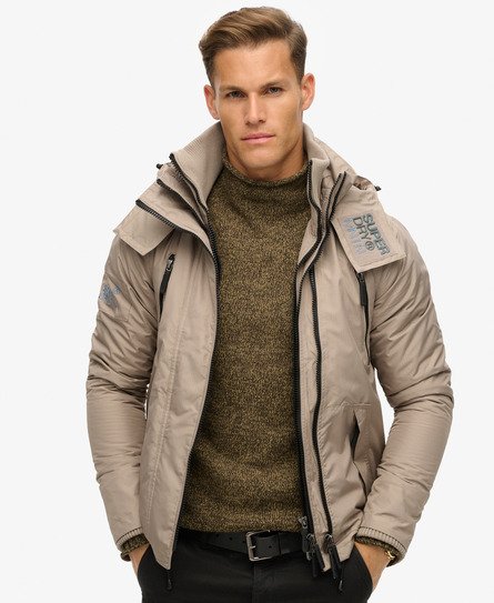 Superdry Herren Mountain SD Windbreaker-Jacke mit Kapuze Beige - Größe: L von Superdry