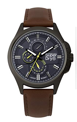 Superdry Herren Multi Zifferblatt Quarz Uhr mit Leder Armband SYG258BRB von Superdry