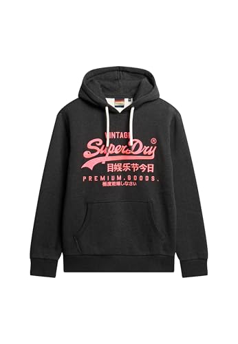 Superdry Herren Neon Hoodie mit Grafikprint Rabenschwarz Meliert XL von Superdry
