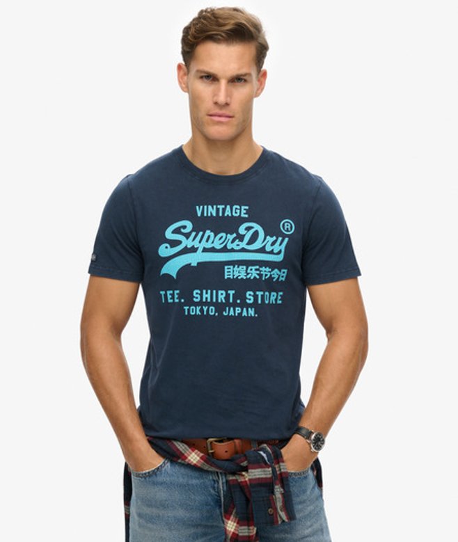 Superdry Herren Neon Vintage T-shirt mit Logoprint Marineblau - Größe: M Superdry Herren Neon Vintage T-shirt mit Logoprint Marineblau - Größe: M von Superdry