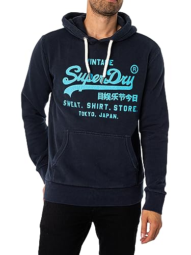 Superdry Herren Neon Vl Hoodie Sweatshirt, Eklipse Navy, XXL von Superdry