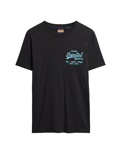 Superdry Herren Neon Vl T-Shirt, Schwarz, XL von Superdry