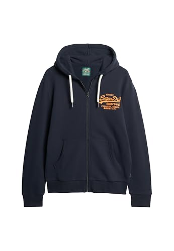 Superdry Herren Neonfarbene Kapuzenjacke mit Vintage-Logo Finster Marineblau S Superdry Herren Neonfarbene Kapuzenjacke mit Vintage-Logo Finster Marineblau S von Superdry
