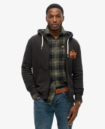 Superdry Men's Neonfarbenes Hoodie mit Vintage-Logo Schwarz - Größe: M von Superdry