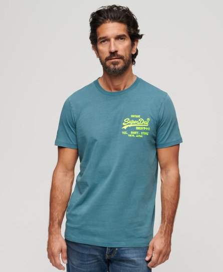 Superdry Herren Neonfarbenes T-Shirt mit Vintage-Logo Blau - Größe: Xxl von Superdry