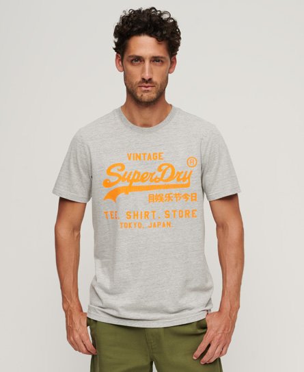 Superdry Men's Herren Grau Neonfarbenes T-Shirt mit Vintage-Logo, Größe: Xxl - Größe: Xxl von Superdry