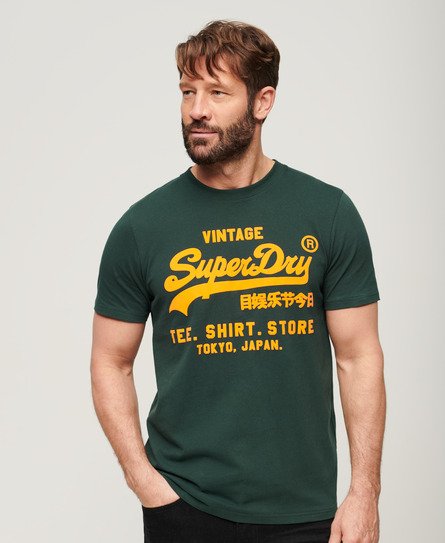 Superdry Herren Neonfarbenes T-Shirt mit Vintage-Logo Grün - Größe: S von Superdry