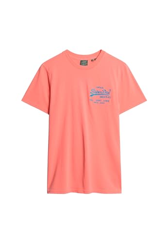 Superdry Herren Neonfarbenes T-Shirt mit Vintage-Logo Neonrot XXXL von Superdry