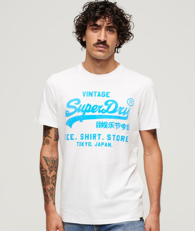 Superdry Herren Neonfarbenes T-shirt mit Vintage-logo Weiß - Größe: M von Superdry