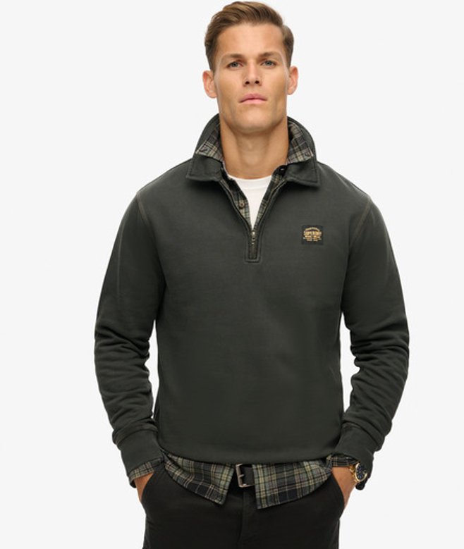Superdry Herren Sweatshirt mit Kontrastnähten und Reißverschluss Schwarz - Größe: XL von Superdry