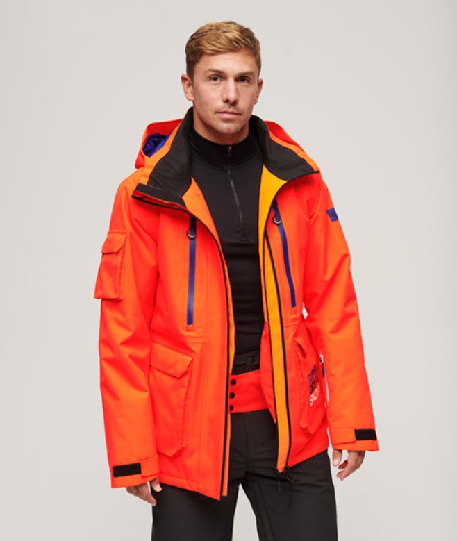Superdry Herren Orange Sport Ski Ultimate Rescue Jacke mit Logo-Druck, Größe: M von Superdry