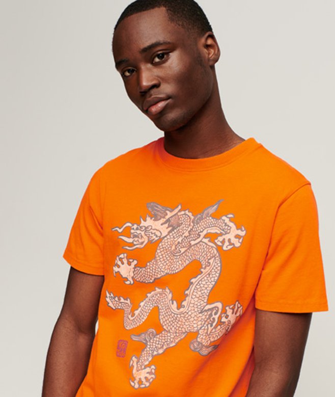 Superdry Herren Orange X Komodo Etd T-shirt Mit Grafikdruck, Größe: L - Größe: L von Superdry