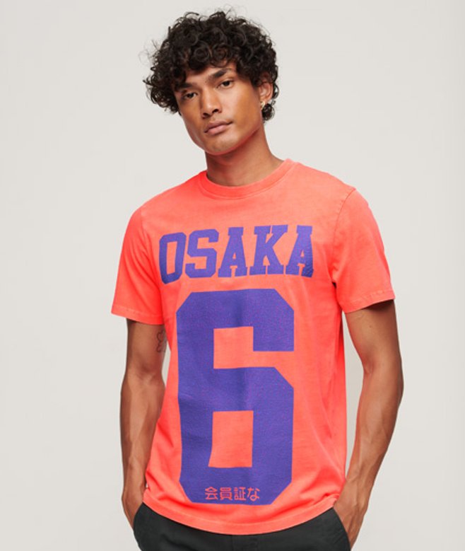 Superdry Herren Osaka T-shirt mit Neonfarbenem Grafikprint Pink - Größe: L von Superdry