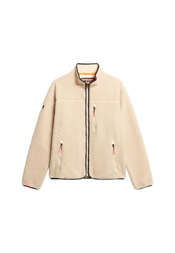 Superdry Herren Outdoor Fleecejacke mit durchgehendem Reißverschluss Hafer Beige L von Superdry