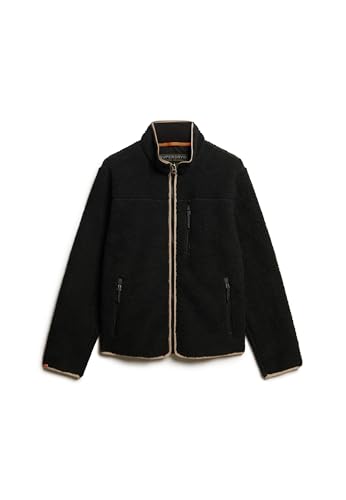 Superdry Herren Outdoor Fleecejacke mit durchgehendem Reißverschluss Kontrastierendes Schwarz L von Superdry