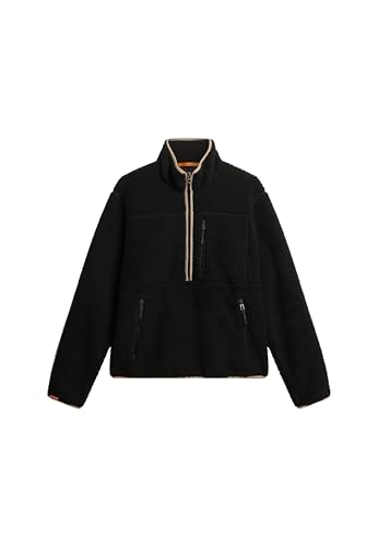 Superdry Herren Outdoor Fleecejacke mit halbem Reißverschluss Kontrastierendes Schwarz XXL von Superdry