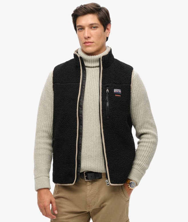 Superdry Herren Outdoor Fleeceweste Schwarz - Größe: L von Superdry