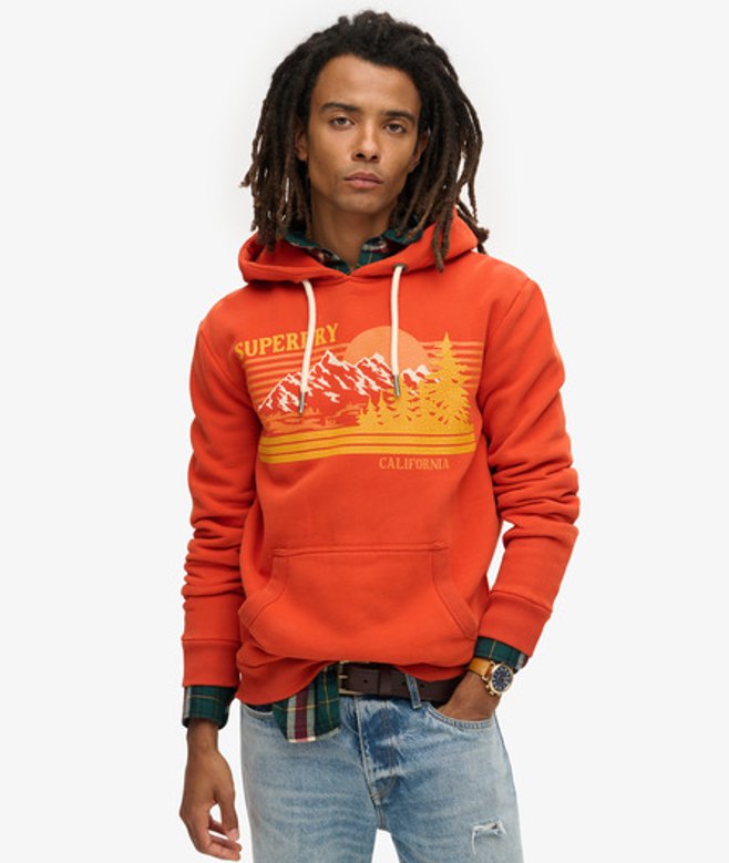 Superdry Herren Outdoor Hoodie mit Grafikstreifen Orange - Größe: L von Superdry
