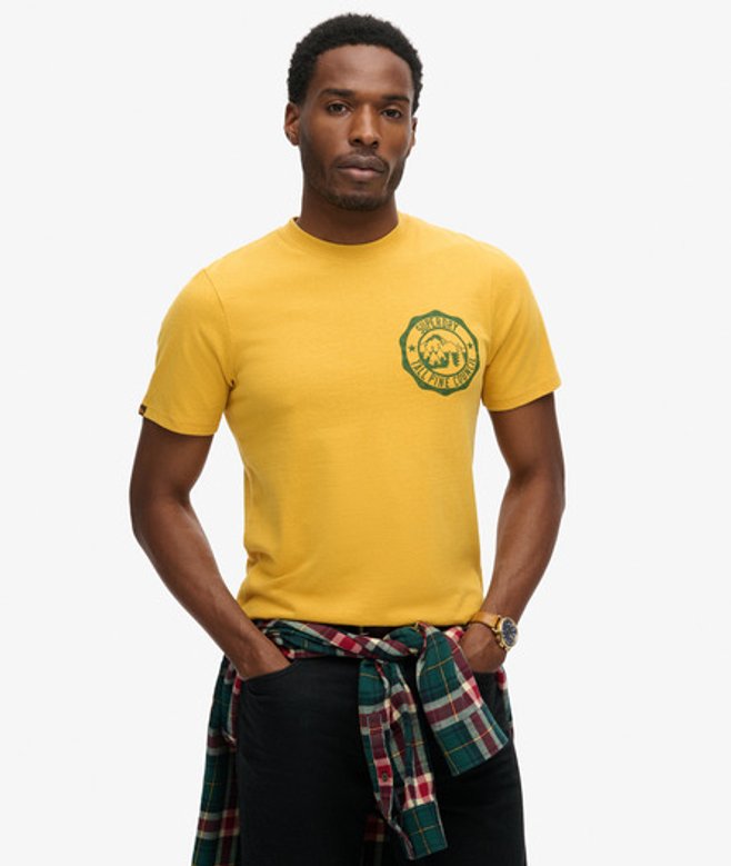 Superdry Herren Outdoor T-shirt mit Grafik Gelb - Größe: L von Superdry