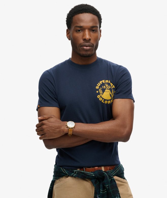 Superdry Herren Outdoor T-shirt mit Grafik Marineblau - Größe: S von Superdry