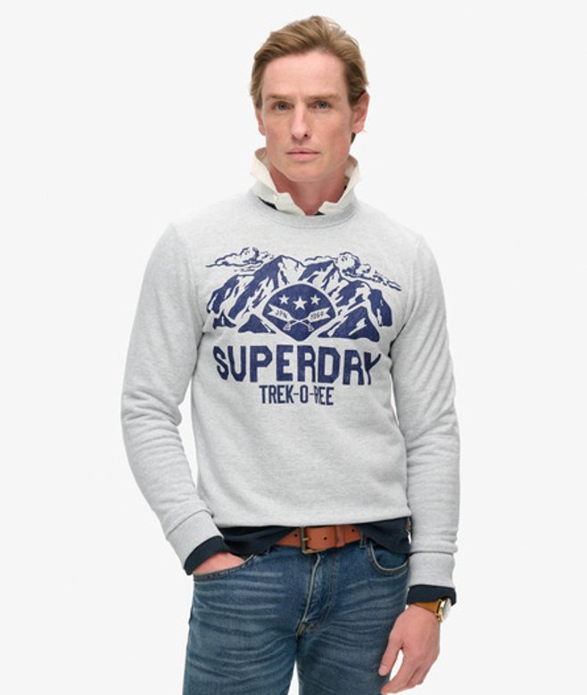 Superdry Herren Outdoors Sweatshirt mit Rundhalsausschnitt und Grafik Grau - Größe: Xxl von Superdry