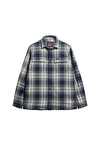 Superdry Herren Overshirt T-Shirt, Roderick Check Dunkelblau, L von Superdry