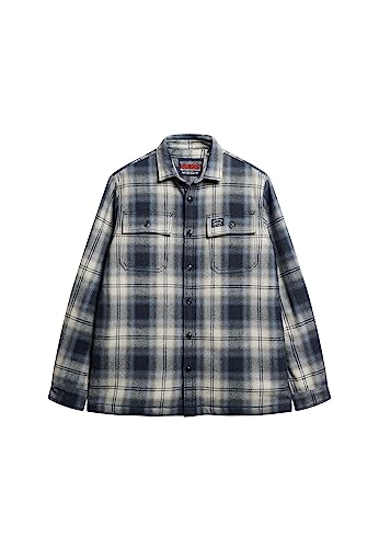 Superdry Herren Overshirt T-Shirt, Roderick Check Dunkelblau, M von Superdry