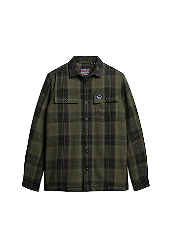 Superdry Herren Overshirt Unterhemd, Roderick Check Olive, 56 Superdry Herren Overshirt Unterhemd, Roderick Check Olive, 56 von Superdry