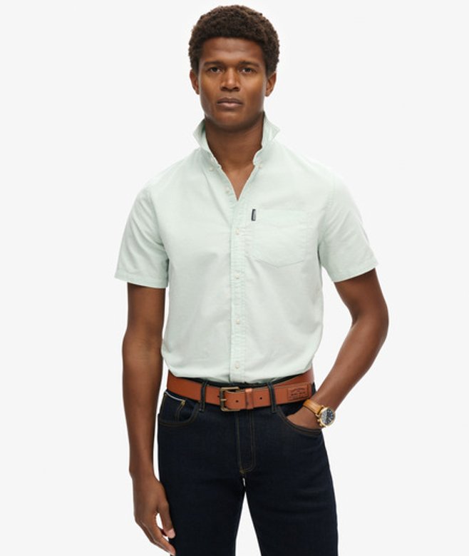 Superdry Herren Hellgrün Oxford Kurzarmhemd, Größe: XXL Superdry Herren Hellgrün Oxford Kurzarmhemd, Größe: XXL von Superdry