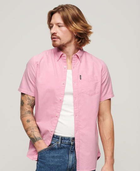 Superdry Herren Oxford Kurzarmhemd Pink - Größe: L von Superdry