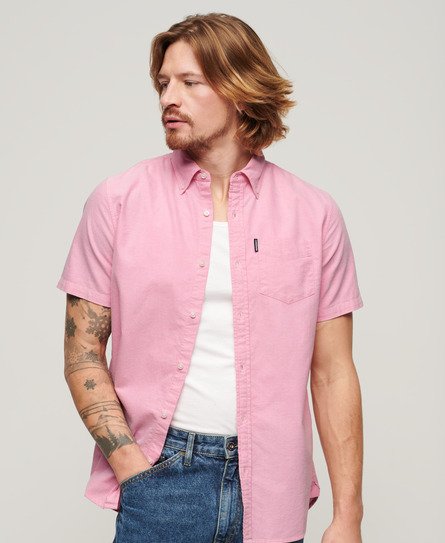 Superdry Herren Oxford Kurzarmhemd Pink - Größe: Xxl von Superdry