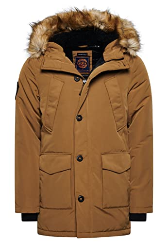 Superdry Herren Everest Parka mit Kapuze und Kunstfellbesatz Sandstein S von Superdry