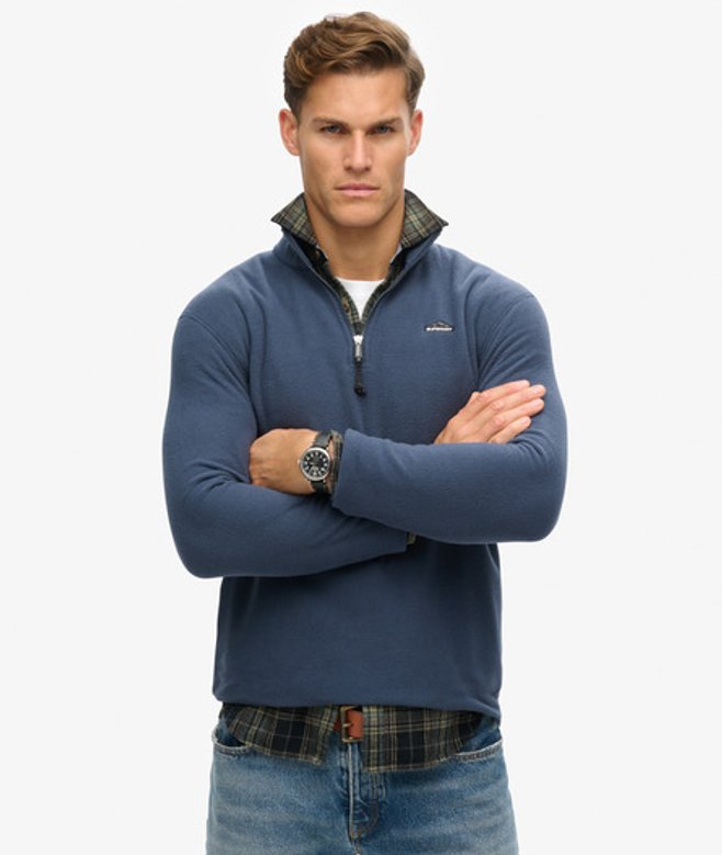 Superdry Herren Polar Fleecejacke mit Halblangem Reißverschluss Marineblau - Größe: Xxl von Superdry