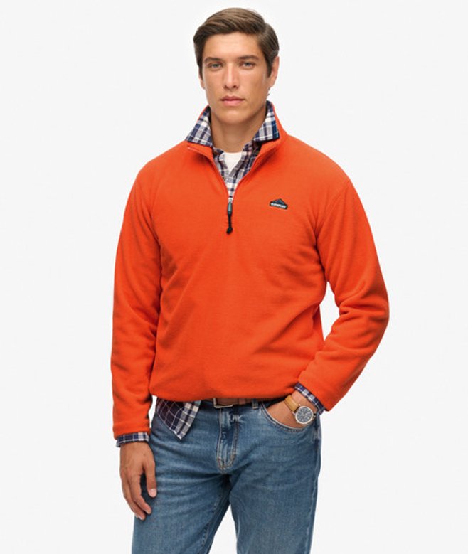 Superdry Herren Polar Fleecejacke mit Halblangem Reißverschluss Orange - Größe: M von Superdry
