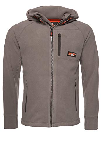 Superdry Herren Polar Fleecejacke mit Reißverschluss und Kapuze Exposure Grau S von Superdry