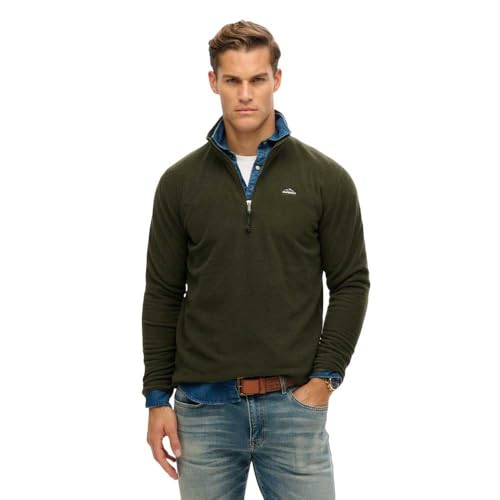 Superdry Herren Polar Fleecejacke mit halblangem Reißverschluss Surplus Goods Olivgrün M von Superdry