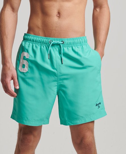 Superdry Herren Polo Badeshorts aus Recyceltem Material Grün - Größe: S von Superdry