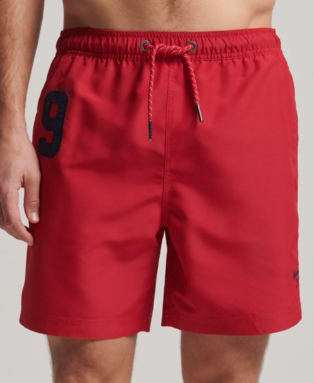 Superdry Herren Polo Badeshorts aus Recyceltem Material Rot - Größe: S von Superdry