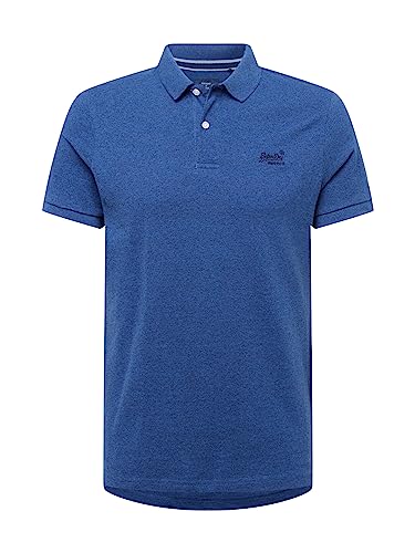 Superdry Herren Polo LISO Kapuzenpullover, Bright Blue Marl, XL von Superdry