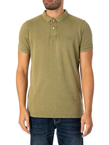 Superdry Herren Polo LISO Kapuzenpullover, Olive Khaki, Large von Superdry