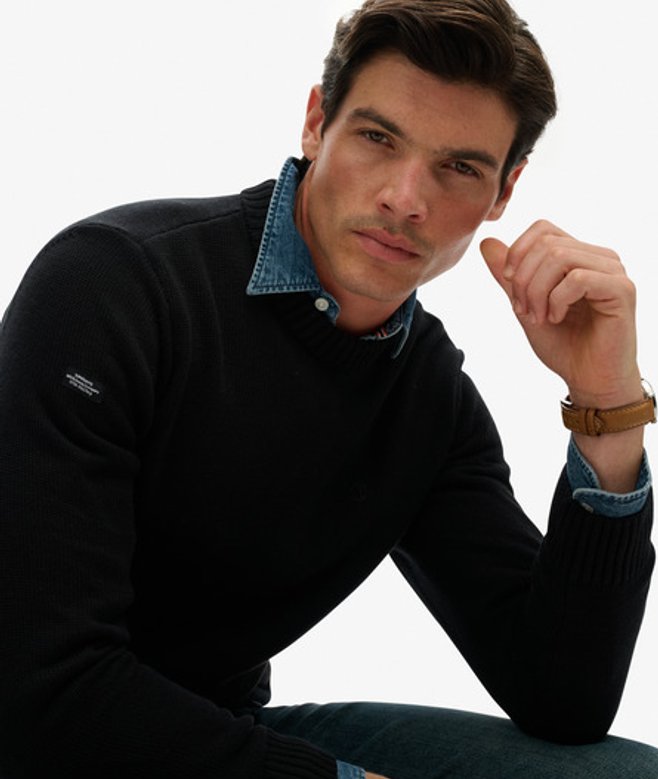 Superdry Herren Preppy Baumwoll-pullover Black - Größe: Xxl von Superdry