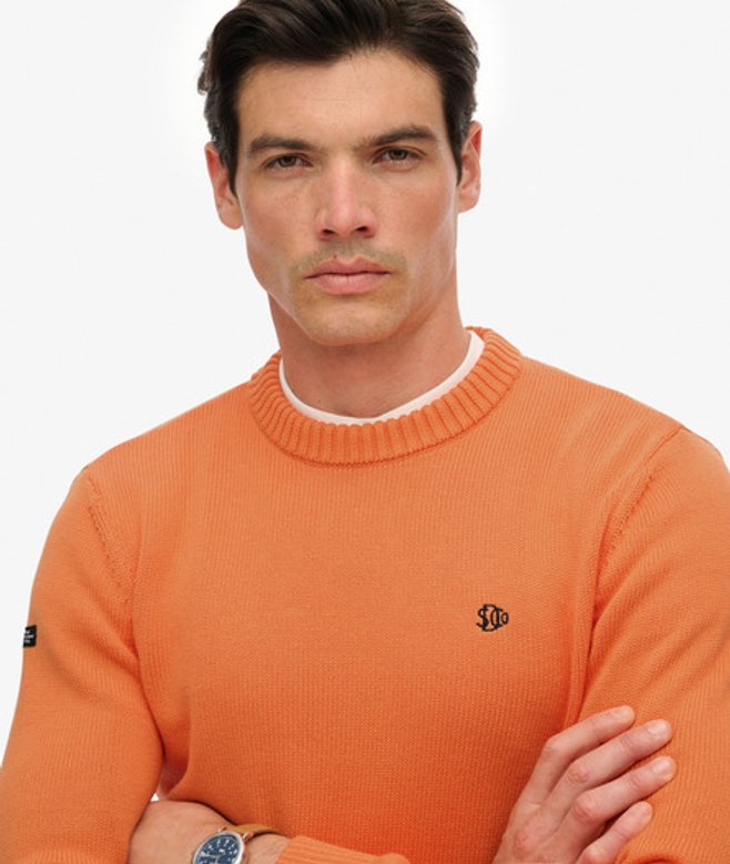Superdry Herren Preppy Baumwoll-pullover Orange - Größe: S von Superdry