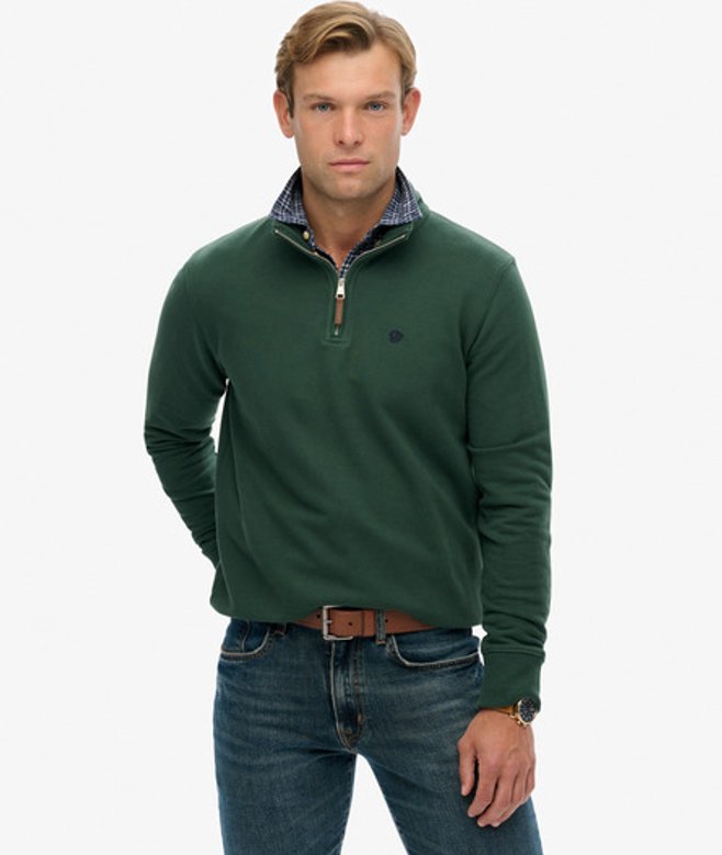 Superdry Herren Preppy Pullover mit Halbem Reißverschluss Green - Größe: Xxxl von Superdry