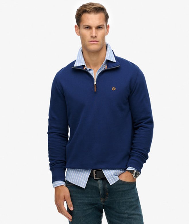Superdry Herren Preppy Pullover mit Halbem Reißverschluss Navy - Größe: Xxxl von Superdry