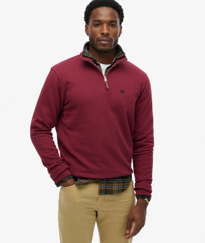 Superdry Herren Preppy Pullover mit Halbem Reißverschluss Red - Größe: L von Superdry