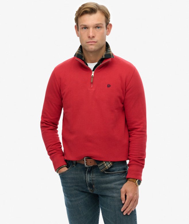 Superdry Herren Preppy Pullover mit Halbem Reißverschluss Red - Größe: Xxl von Superdry