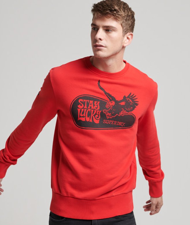 Superdry Herren Psych Rock Sweatshirt mit Rundhalsausschnitt Rot - Größe: L von Superdry