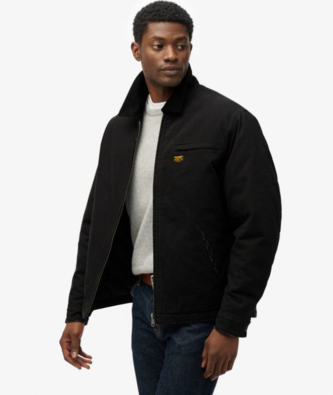 Superdry Herren Cotton Canvas Barn Jacke Black - Größe: L von Superdry