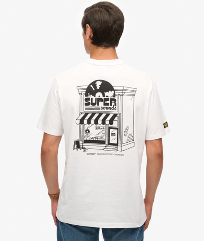 Superdry Herren Record Label T-shirt in OverGröße-passform White - Größe: XL von Superdry