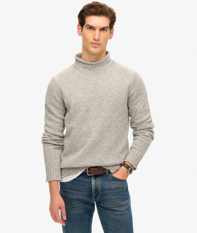 Superdry Herren Rollkragenpullover im 90er-Jahre-Stil Grau - Größe: XL von Superdry